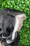 Body Bob Curl Dark Salt & Pepper Wig: HD Lace Front, Kinky Roller Set Texture