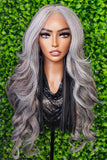 Salt pepper gray hair lace front wig