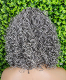 HD Lace Front Wig with Soft Loose Curls – Glueless Natural Hairline, Salt Pepper Gray Elegant Medium Length Wig for Beginners Lace Part Wig