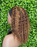 Ombre Deep Wave Headband Wig Human Hair #4/27 | Strawberry Blonde Highlight Wig | Glueless Brazilian Virgin Hair Wig | 150% Density Machine Made Wig - Beauty Blessings LLC