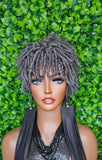Salt Pepper Kinky Twist Wig Natural Tight Curl Pixie Short Afro Natural Hairstyle Thick Straw Curl Coily Hair Dark Gray Mix Wig