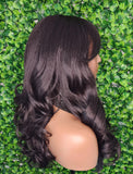 Curtain Bang Wig Swoop Bang Hair Wig Loose Curl Long Hair Natural Yaki Texture Hair Layered Curls Glueless Wig