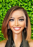 Auburn Brown Bob Wig: HD Lace Front, Yaki Texture Synthetic Hair