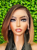 Auburn Brown Bob Wig: HD Lace Front, Yaki Texture Synthetic Hair