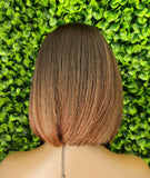Auburn Brown Bob Wig: HD Lace Front, Yaki Texture Synthetic Hair