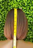 Auburn Brown Bob Wig: HD Lace Front, Yaki Texture Synthetic Hair