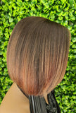 Auburn Brown Bob Wig: HD Lace Front, Yaki Texture Synthetic Hair