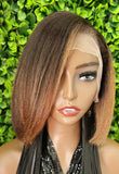 Auburn Brown Bob Wig: HD Lace Front, Yaki Texture Synthetic Hair