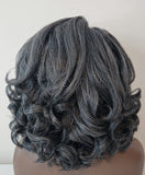 Salt & Pepper Loose Curl Wig: Yaki Loose Curl Wig HD Lace Front Wig Natural Black Salt Pepper Wig, Textured Gray Wig for Black Women