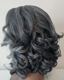 Salt & Pepper Loose Curl Wig: Yaki Loose Curl Wig HD Lace Front Wig Natural Black Salt Pepper Wig, Textured Gray Wig for Black Women