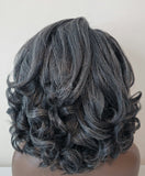 Salt & Pepper Loose Curl Wig: Yaki Loose Curl Wig HD Lace Front Wig Natural Black Salt Pepper Wig, Textured Gray Wig for Black Women