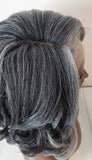 Salt & Pepper Loose Curl Wig: Yaki Loose Curl Wig HD Lace Front Wig Natural Black Salt Pepper Wig, Textured Gray Wig for Black Women