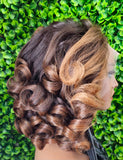 Body Wave Ombre Brown Strawberry Blonde Auburn Wig: HD Lace Front, Yaki Texture - Beauty Blessings LLC