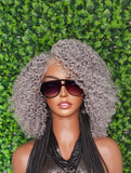 Salt Pepper Gray Lace Front Wig Kinky Curly Hair Wig Yaki Gray Hair Natural Mix Grey Hair Curl HD Transparent Glueless Lace Wig