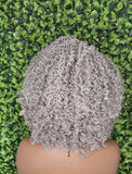 Salt Pepper Gray Lace Front Wig Kinky Curly Hair Wig Yaki Gray Hair Natural Mix Grey Hair Curl HD Transparent Glueless Lace Wig