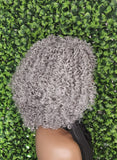 Salt Pepper Gray Lace Front Wig Kinky Curly Hair Wig Yaki Gray Hair Natural Mix Grey Hair Curl HD Transparent Glueless Lace Wig