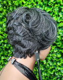 Layered Human Hair Swoop Bang Bob Wig