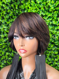 Chic Layered Bob Wig with Side-Swept Bangs Remy human hair – Sleek, Natural-Looking Short Style - Beauty Blessings LLC