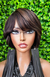 Chic Layered Bob Wig with Side-Swept Bangs Remy human hair – Sleek, Natural-Looking Short Style - Beauty Blessings LLC