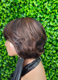 Chic Layered Bob Wig with Side-Swept Bangs Remy human hair – Sleek, Natural-Looking Short Style - Beauty Blessings LLC