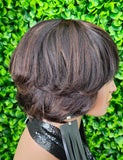 Chic Layered Bob Wig with Side-Swept Bangs Remy human hair – Sleek, Natural-Looking Short Style - Beauty Blessings LLC