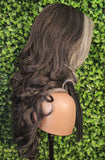 Long Dark Gray Lace Front Wig – Salt and Pepper Mix Body Wave, HD Lace