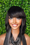 Swoop Bang Bob Wig: Peruvian Remy Human Hair, Glueless Short Cut - Beauty Blessings LLC