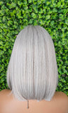 Salt and Pepper Wig Glueless Lace Front Wig Bob Light Gray Wig Straight Middle Part Wig Short Gray Bob Hairstyle Lace Wig
