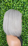 Salt and Pepper Wig Glueless Lace Front Wig Bob Light Gray Wig Straight Middle Part Wig Short Gray Bob Hairstyle Lace Wig