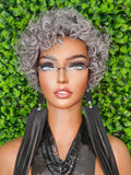 Short Gray Wigs Pixie Cut Curly Hair Wig Glueless Classic Breathable Cap Wig Salt Pepper Grey Hair Wig