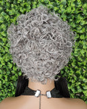 Short Gray Wigs Pixie Cut Curly Hair Wig Glueless Classic Breathable Cap Wig Salt Pepper Grey Hair Wig