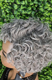 Short Gray Wigs Pixie Cut Curly Hair Wig Glueless Classic Breathable Cap Wig Salt Pepper Grey Hair Wig