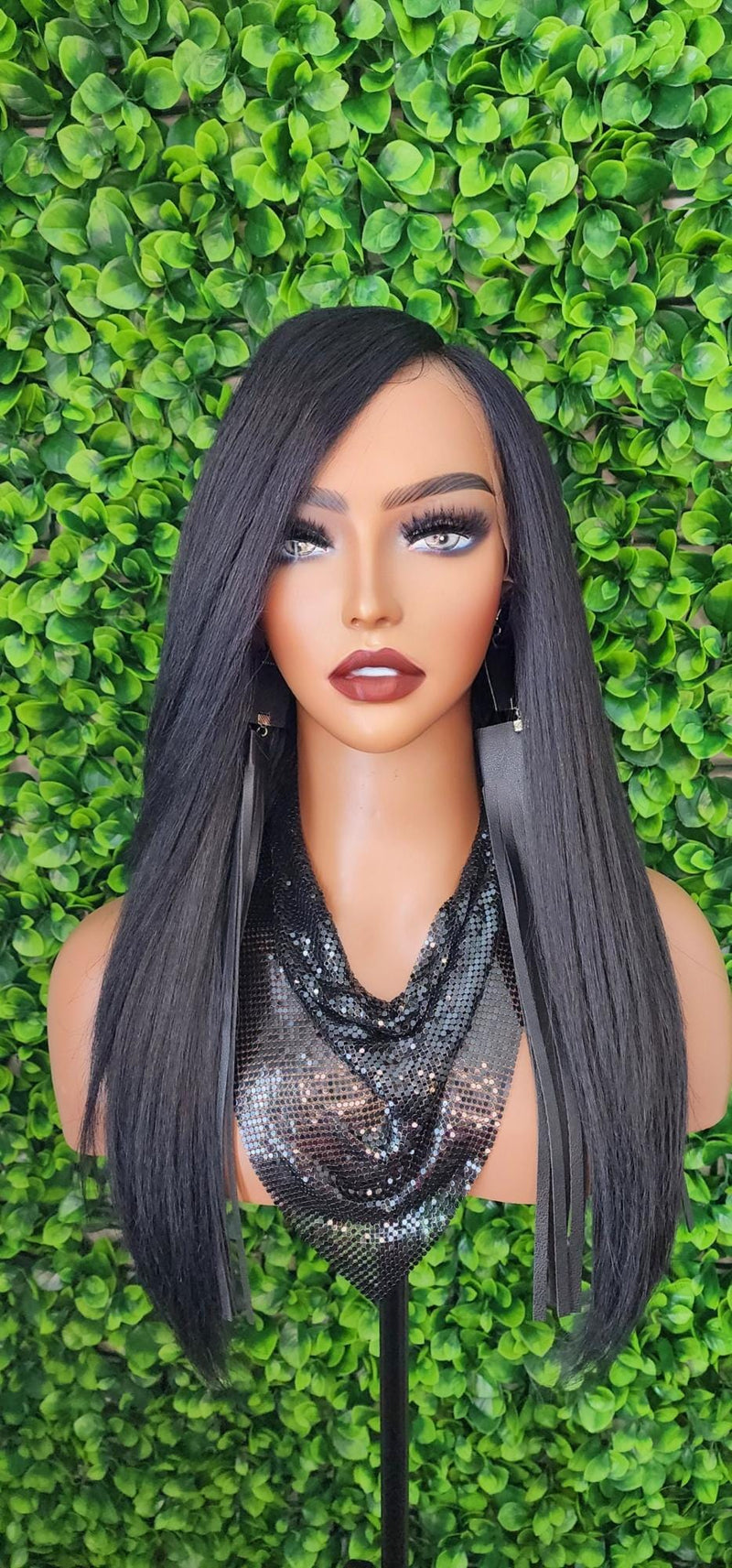 Natural Black Straight Hair Lace Wig Light Yaki Natural Hairstyle Glueless Lace Wig - Beauty Blessings LLC