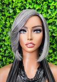 Silver Gray Bob Wig – Sleek Side Bang, Everyday Glam - Beauty Blessings LLC