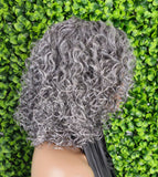 HD Lace Front Wig with Soft Loose Curls – Glueless Natural Hairline, Salt Pepper Gray Elegant Medium Length Wig for Beginners Lace Part Wig