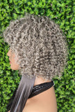 Salt and Pepper Wig 100% Human Hair Deep Wave Pixie Cut Gray Bob Wig Dark Silver Gray Hair Glueless Wig Short Bang Full Cap