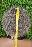 Salt and Pepper Wig 100% Human Hair Deep Wave Pixie Cut Gray Bob Wig Dark Silver Gray Hair Glueless Wig Short Bang Full Cap
