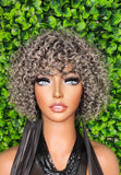 Salt and Pepper Wig 100% Human Hair Deep Wave Pixie Cut Gray Bob Wig Dark Silver Gray Hair Glueless Wig Short Bang Full Cap