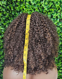 Chocolate Brown Auburn Curly Lace Front Wig, Afro Kinky Spiral Curl Natural Hairstyle