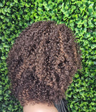Chocolate Brown Auburn Curly Lace Front Wig, Afro Kinky Spiral Curl Natural Hairstyle