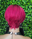 Burgundy Hair Mushroom Pixie Cut Wig: Brazilian Remy Human Hair