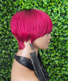 Burgundy Hair Mushroom Pixie Cut Wig: Brazilian Remy Human Hair