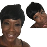 Human Hair Celebrity Inspired Style Pixie Bowl Cut Brazilian Remy 100%Human Hair Wig Black Hair - Beauty Blessing Wigs & Hair Extensions Boutique
