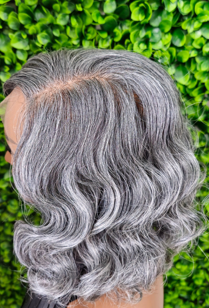 Salt & Pepper Curly Bob Wig | Glueless Lace Front, Everyday Style