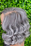 Salt & Pepper Curly Bob Wig | Glueless Lace Front, Everyday Style
