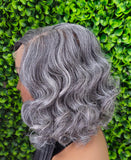 Salt & Pepper Curly Bob Wig | Glueless Lace Front, Everyday Style