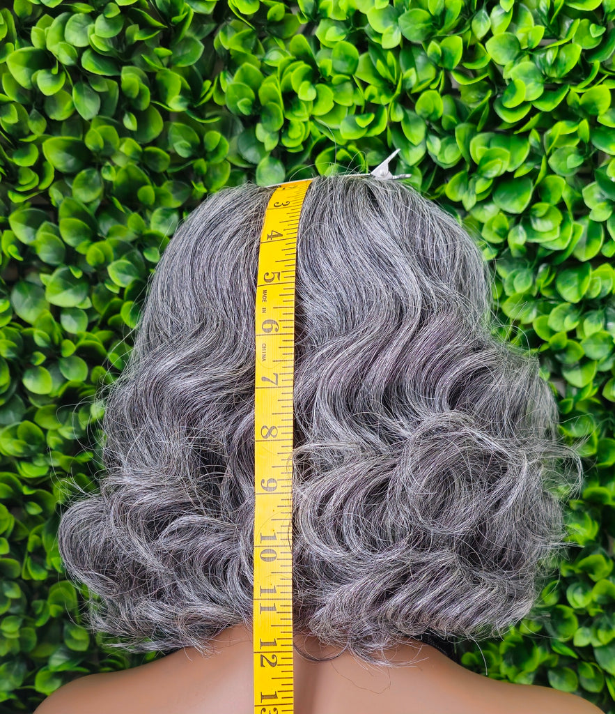 Salt & Pepper Curly Bob Wig | Glueless Lace Front, Everyday Style