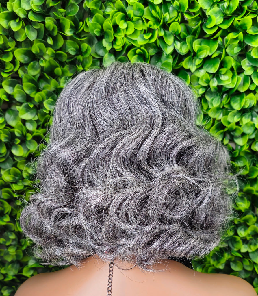 Salt & Pepper Curly Bob Wig | Glueless Lace Front, Everyday Style