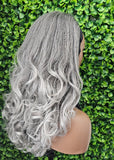 Salt Pepper Gray Body Curl Headband Wig: Soft Loose Curl, Yaki Hair Natural Hairstyle