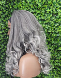 Salt Pepper Gray Body Curl Headband Wig: Soft Loose Curl, Yaki Hair Natural Hairstyle